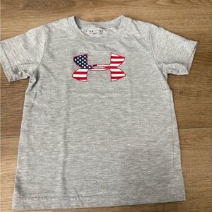 Under Armour Kids Gray Tee with Flag Logo